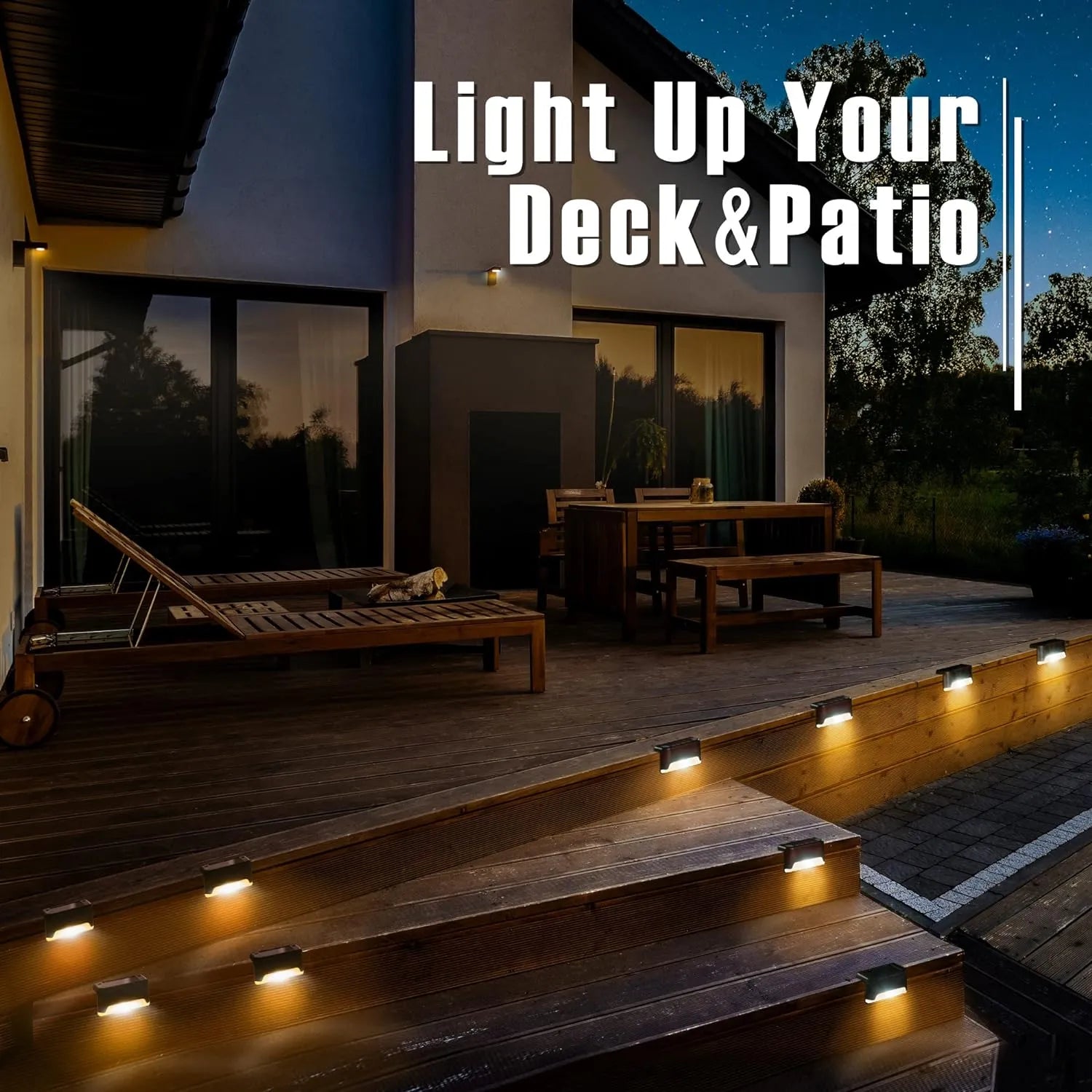 Solar Deck Lights Outdoor, Solar Step LED Waterproof Lighting for Outdoor Deck (Pack of 12)